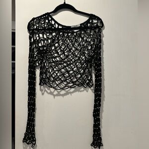 Elegant Black Crochet Crop Top